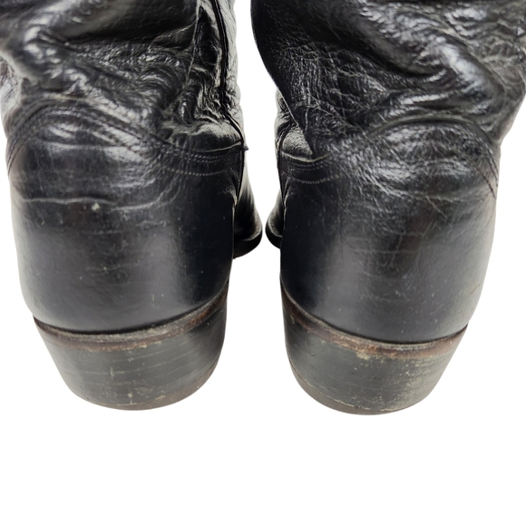 Justin Boot Co Vintage Black Leather Western Cowboy Boots Slouchy Mens Size 10 E - Picture 9 of 13